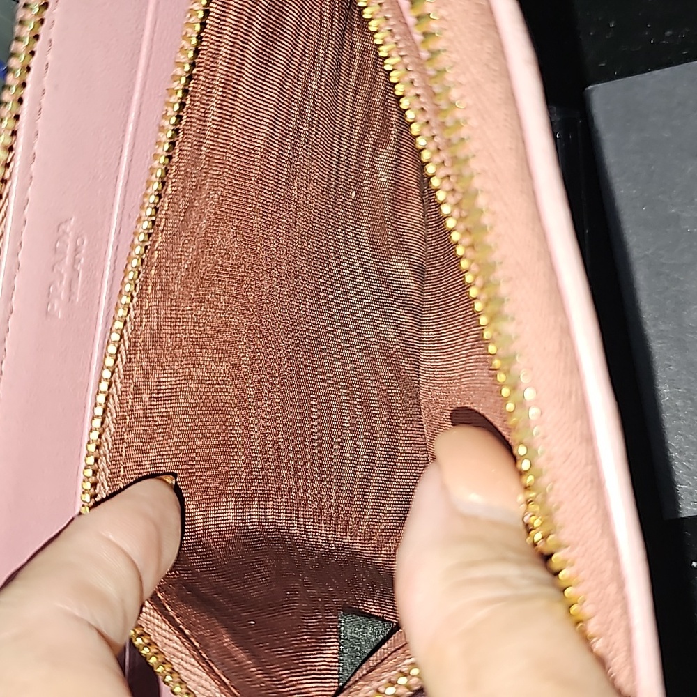 Prada Nappa Gaufre Round Zipper Long Wallet Pink - Picture 5 of 6